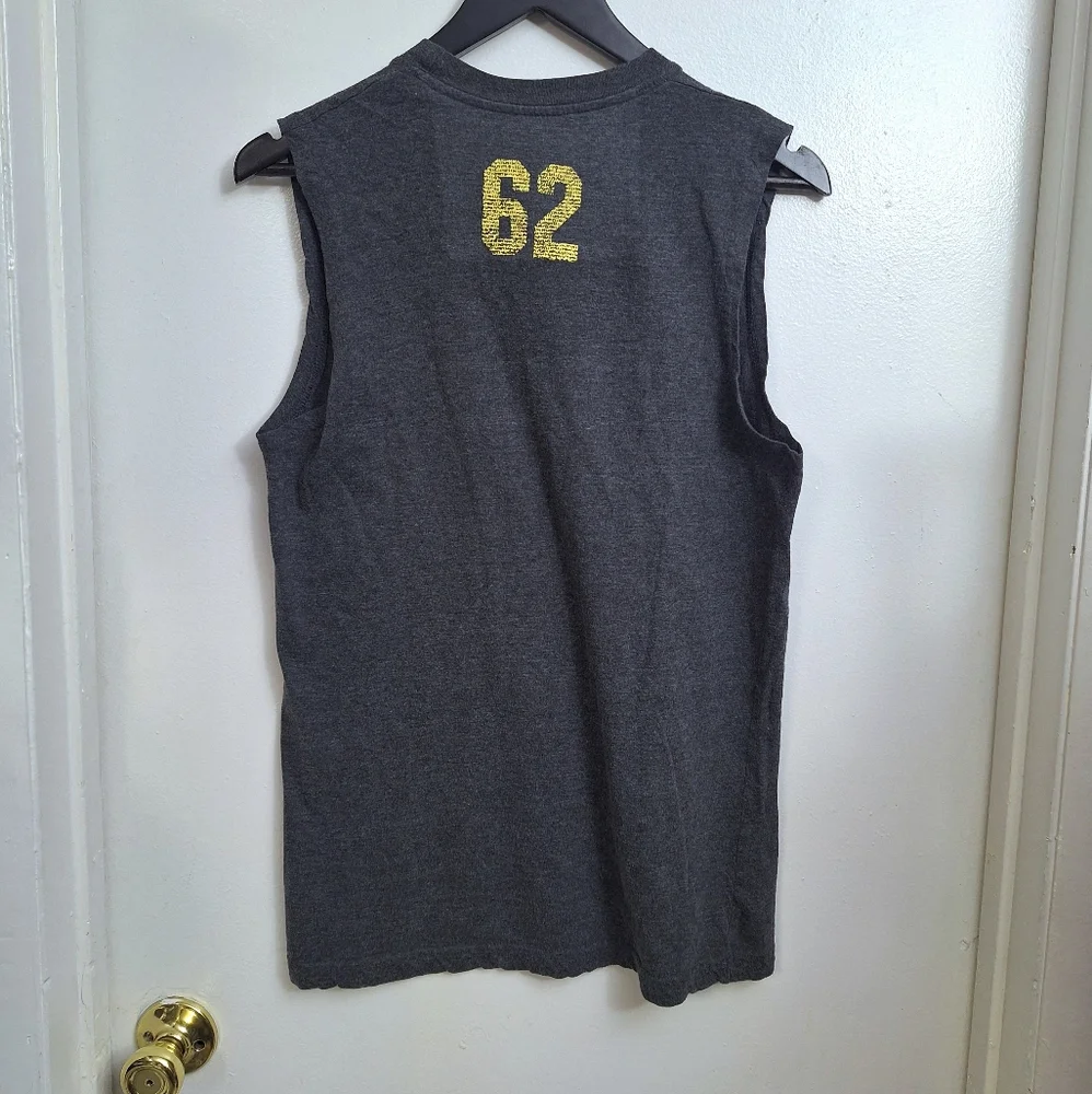 GROOVY BAY Mens Sporty Gym Tank Top Soft Comfy Gray Yellow Jamaica No Problem 62 - Picture 5 of 10